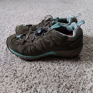 Merrell Avian Light Stretch Hiking Shoes Womens 7.5 Olive And Turquoise